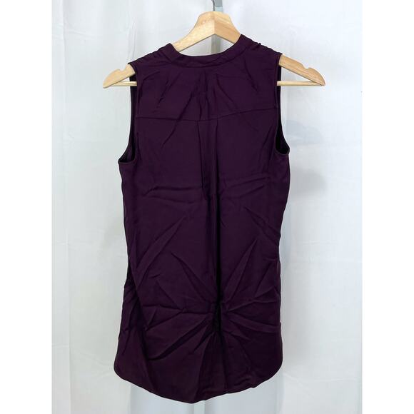 THEORY Petite P Jamissa Silk Stretch Sleeveless Blouse V-Neck Tank Top Purple - Picture 3 of 5